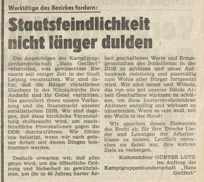 Leipziger Volkszeitung, 6.10.1989
